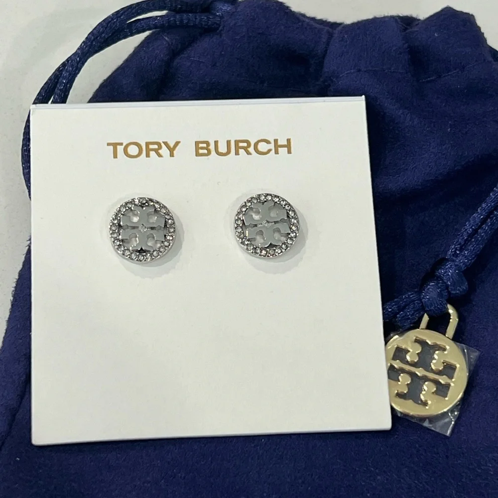 Tory Burch Miller Pave'Stud Earrings - Picture 9 of 9